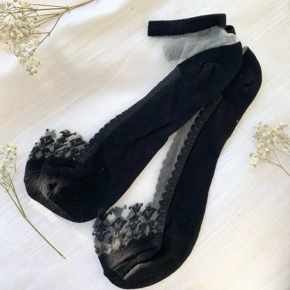 Sheer lace black socks 🖤